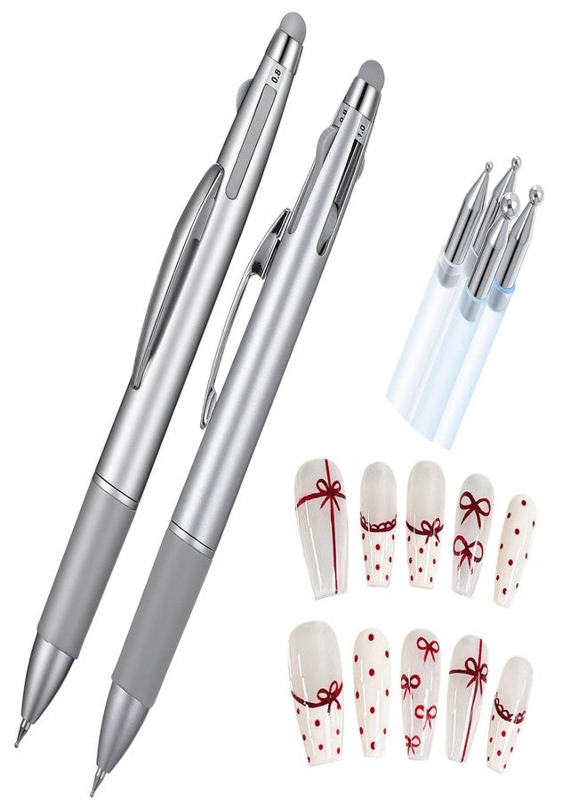DOPENSPI 2PCS Nail Dotting Pen, 5-in-1 Nail Dotting Tool Ballpoint Pen Design Double End Nails Art Pens Dottings Tools Manicure Art Tools for Nails DIY Salon - Image 1